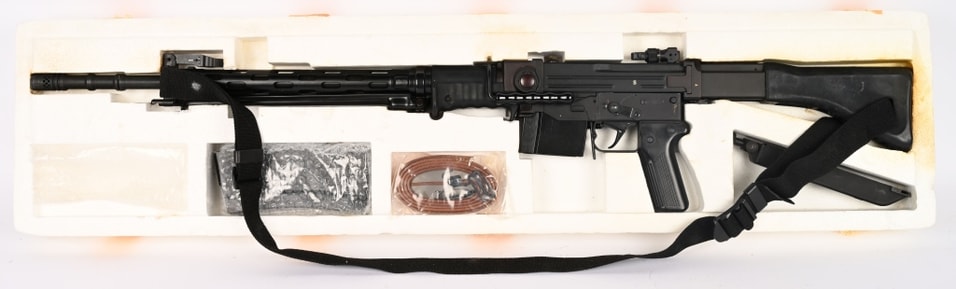 Rare Swiss SIG (Schweizerische Industrie Gesellschaft) PE57 pre-ban semi-automatic rifle, the civilian variant of the Swiss military’s iconic Stgw 57(Sturmgewehr 57) battle rifle. Estimate: $20,000-$25,000.